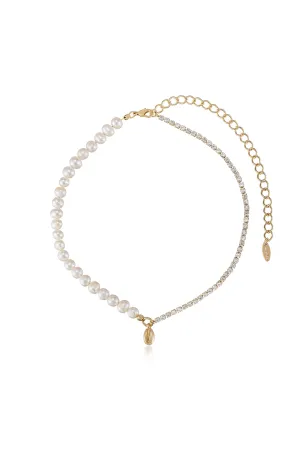 Pearl and Crystal Shell Necklace
