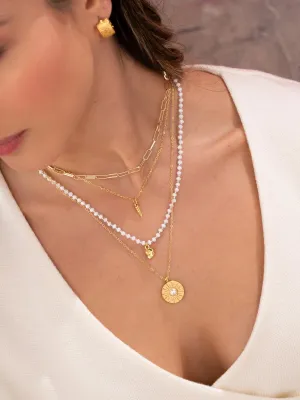 Pearl and Shell Necklace Set   Earrings