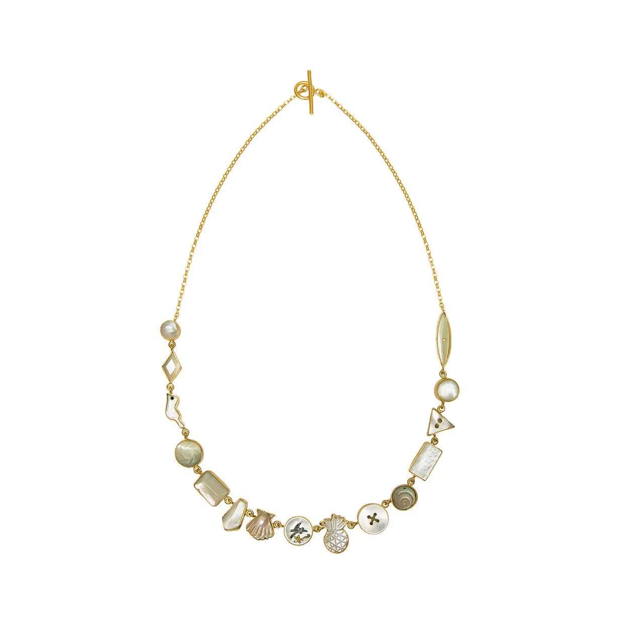 pearl and shell necklace - white