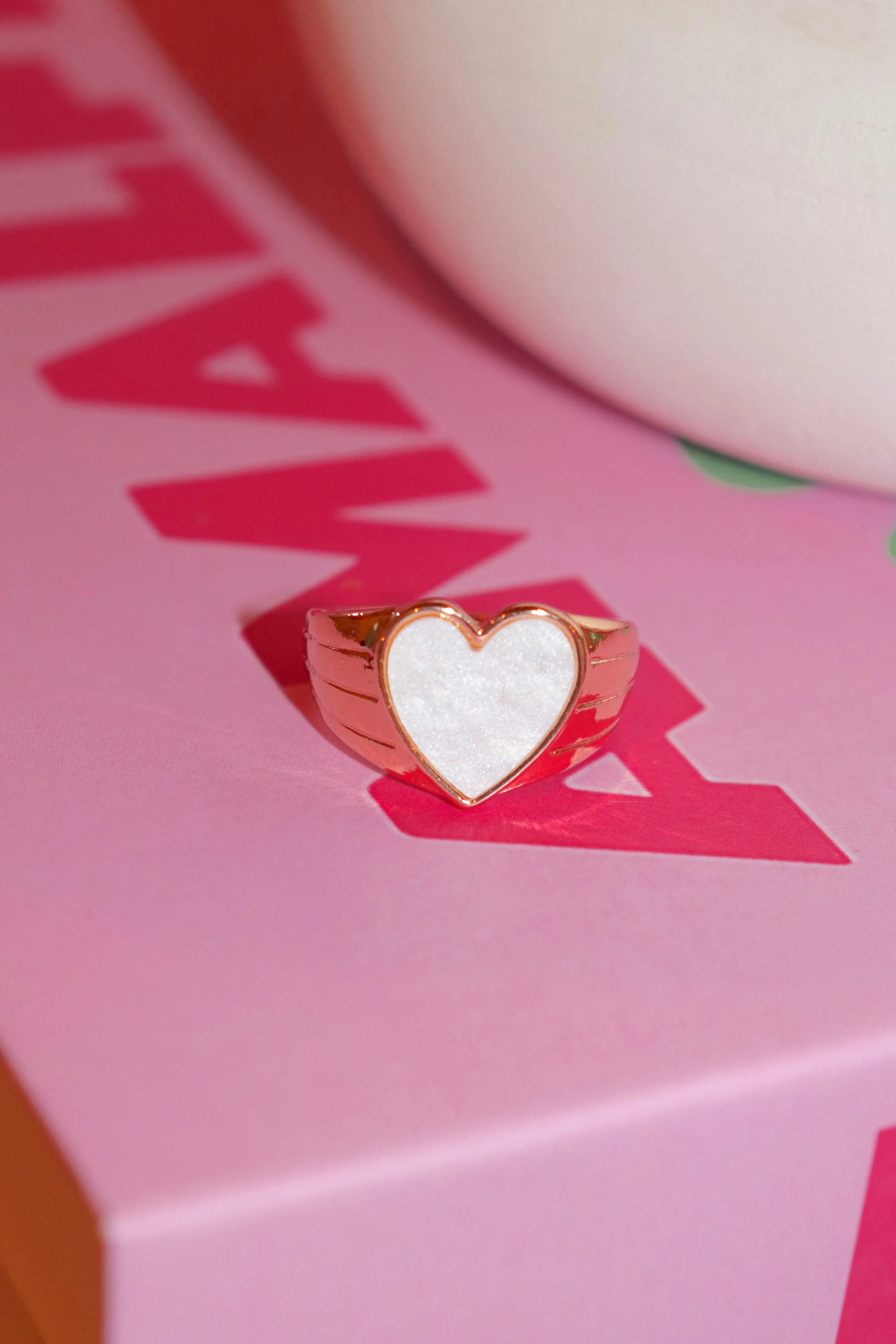 Pearl Heart Signet Ring