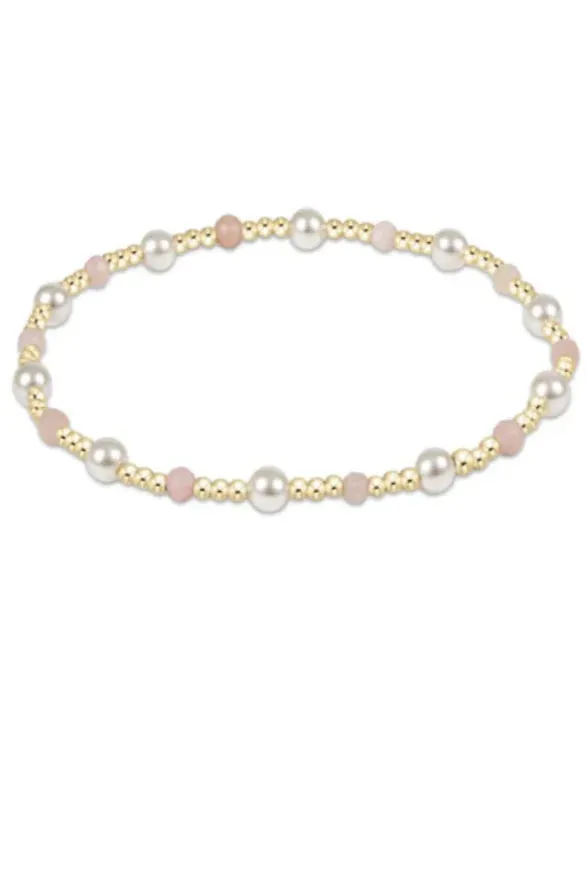 Pearl Sincerity Pattern 4mm Bead Bracelet Pink Opal