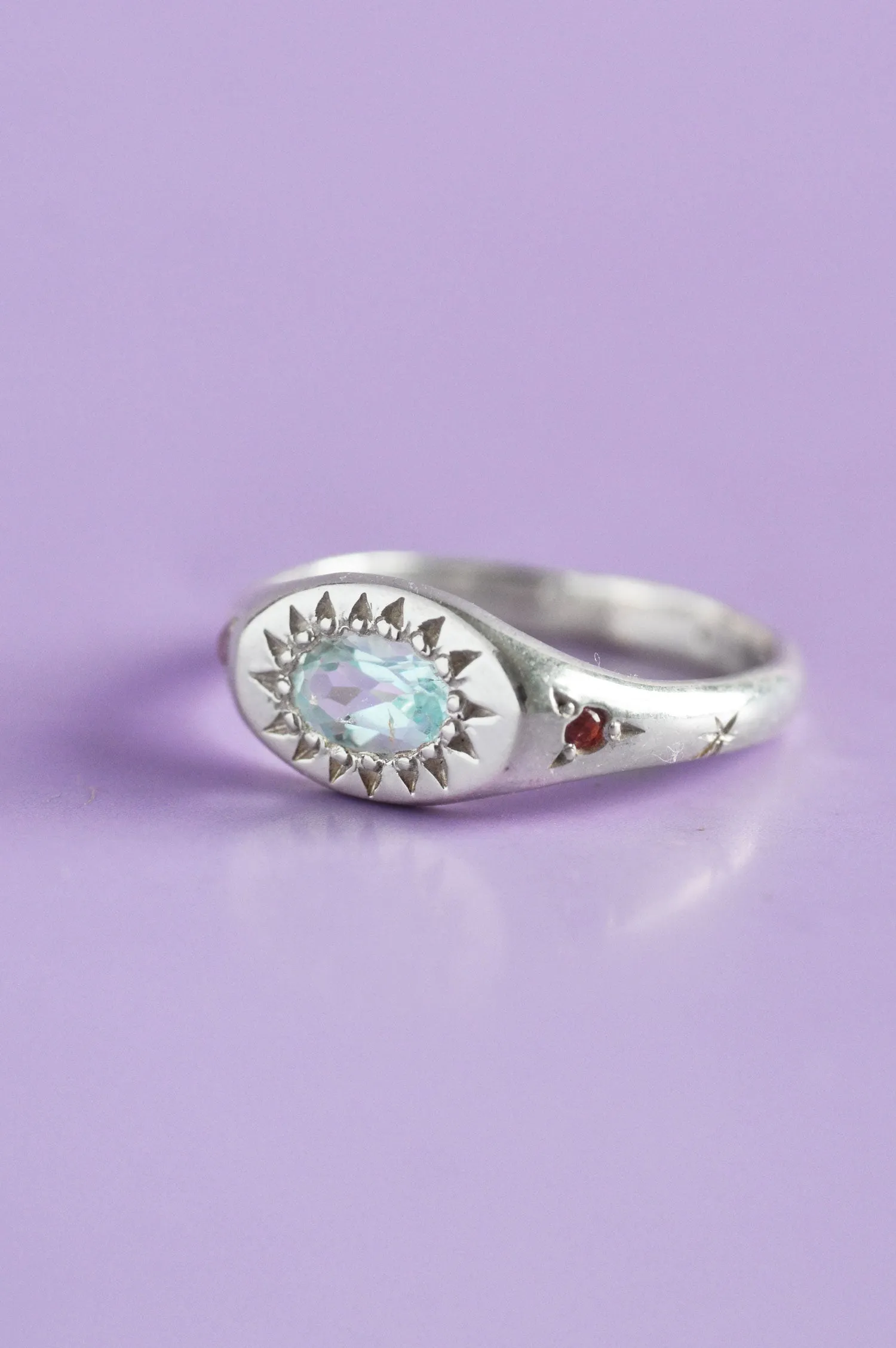Penny Aquamarine Silver Ring