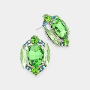 Peridot Multi Stone Shape Pageant Stud Earrings | Interview Earrings  |  593131