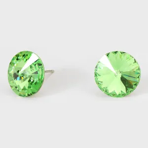 Peridot Small Round Crystal Stud Earrings | 15mm = 0.59" | 114078