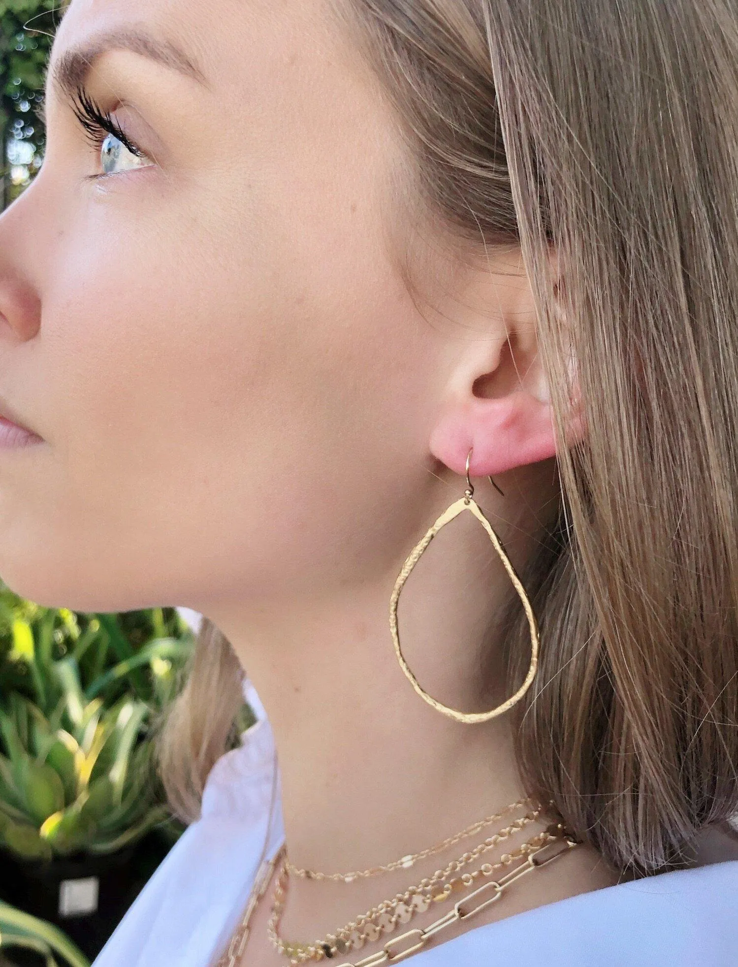 Petite Hammered Hoops in Gold