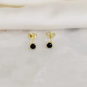 petite stud earrings - black cz