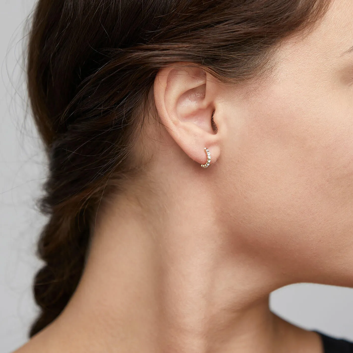 Pilgrim Brigitte Silver Mini Hoop Earrings - Clear