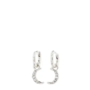 Pilgrim Evgenia Silver Tiny Hoop Moon Charm Earrings