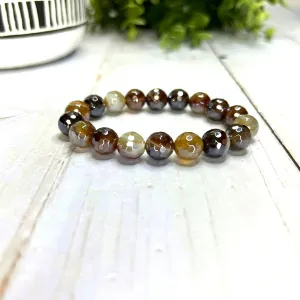 Plated Agate Bracelet- Caramel Cream