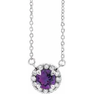 Platinum 4 mm Natural Amethyst & .05 CTW Natural Diamond 16" Necklace