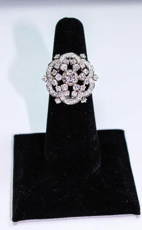 PLATINUM Diamond Ring with Center Stone Size 6 1/2