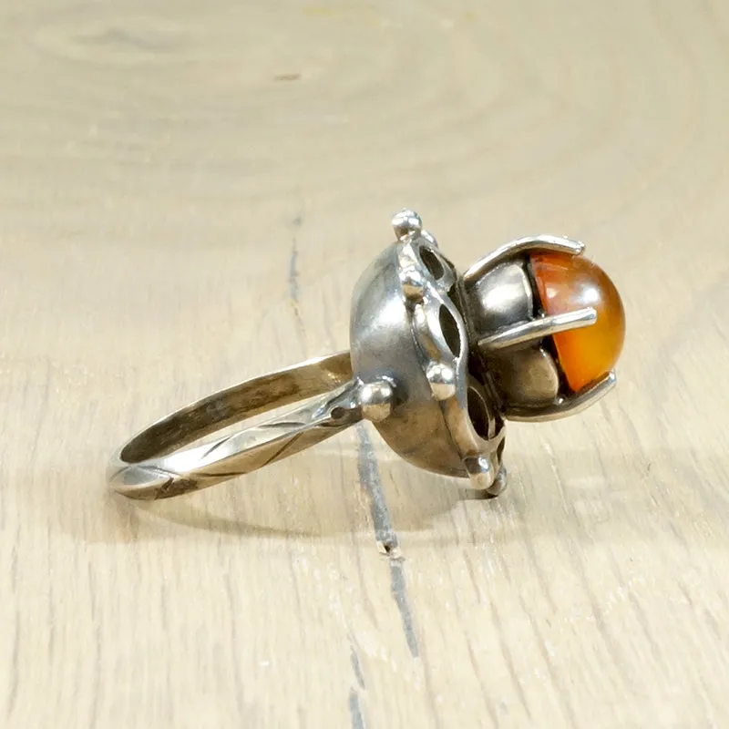 Powerful Amber & Sterling Silver Ring