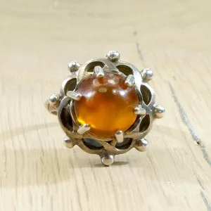 Powerful Amber & Sterling Silver Ring
