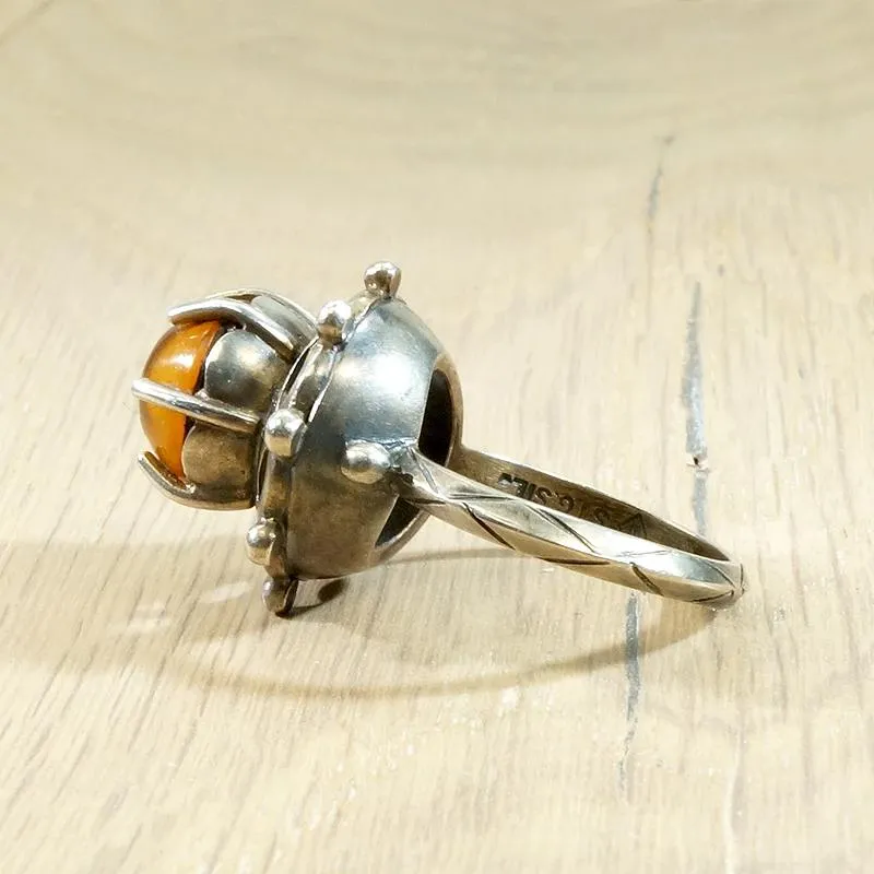 Powerful Amber & Sterling Silver Ring