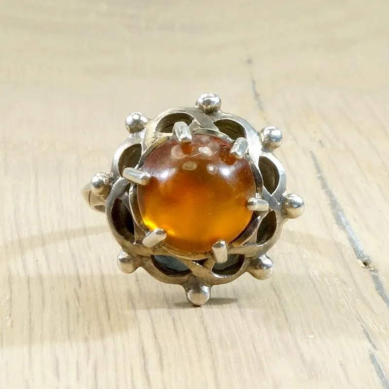 Powerful Amber & Sterling Silver Ring