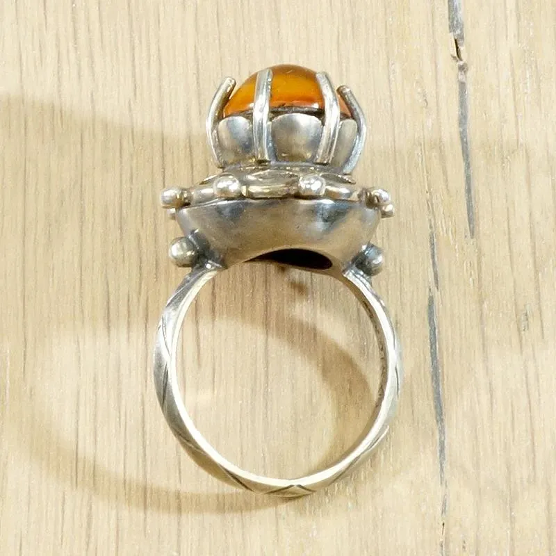 Powerful Amber & Sterling Silver Ring