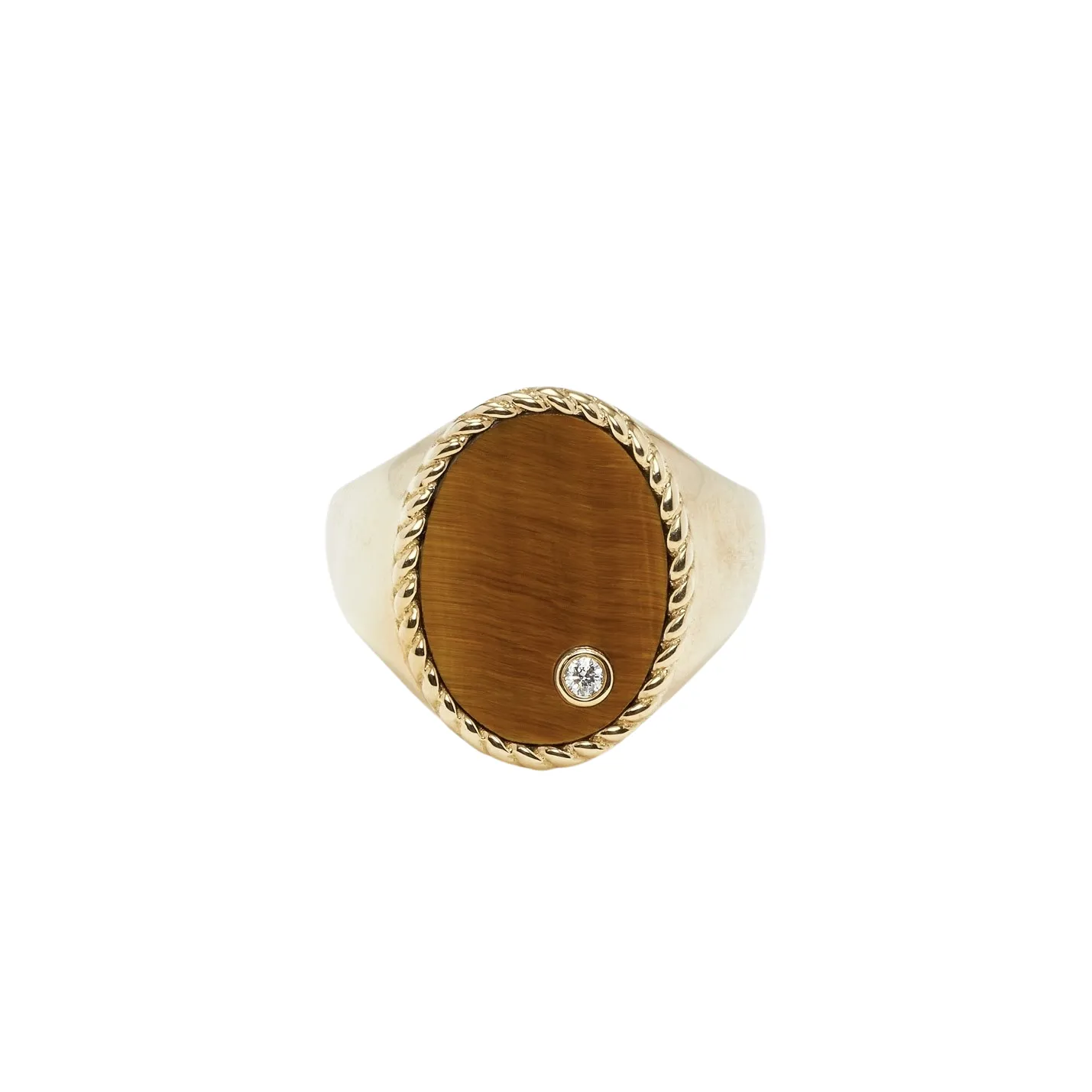 Precious Oval Signet Ring with Diamond Bezel