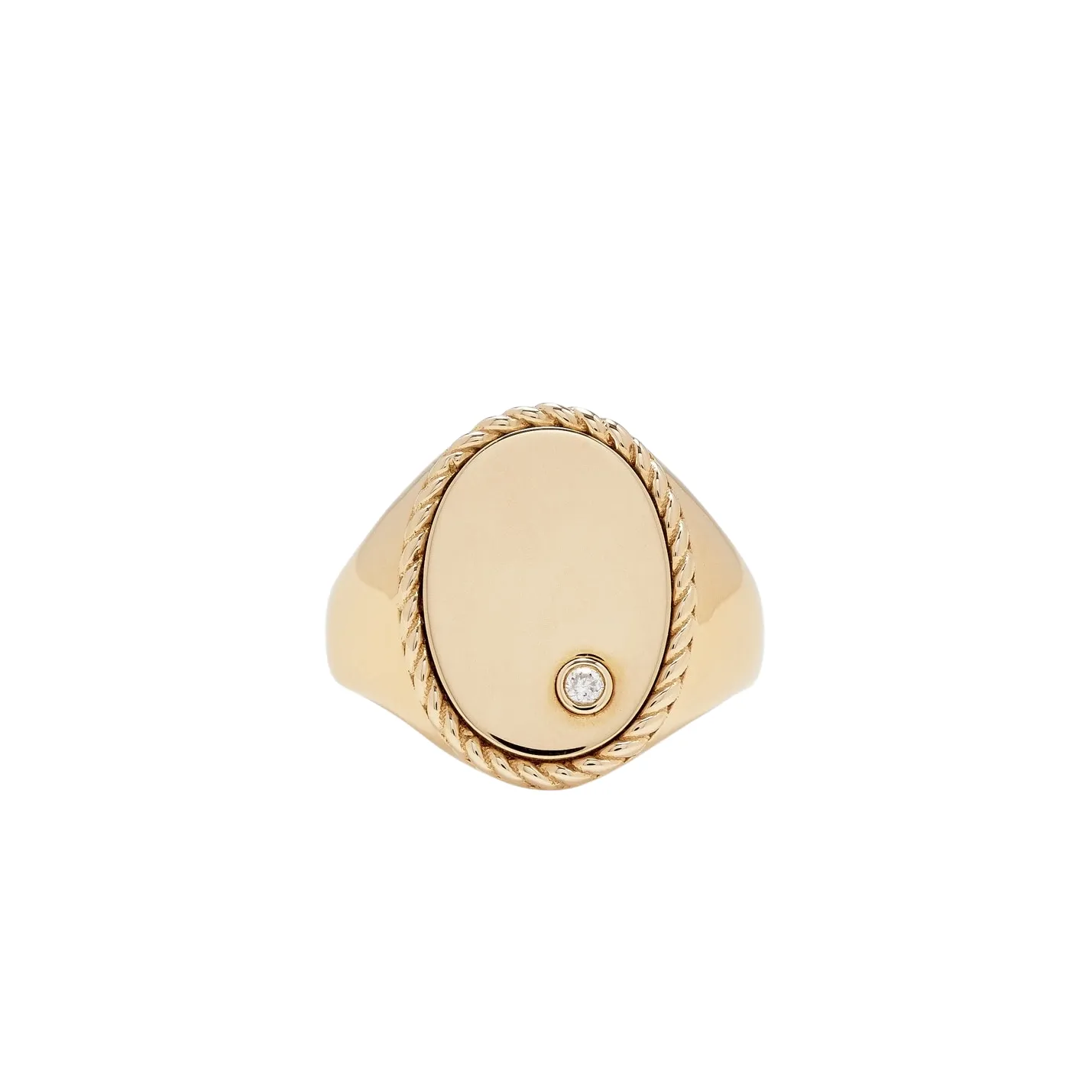 Precious Oval Signet Ring with Diamond Bezel