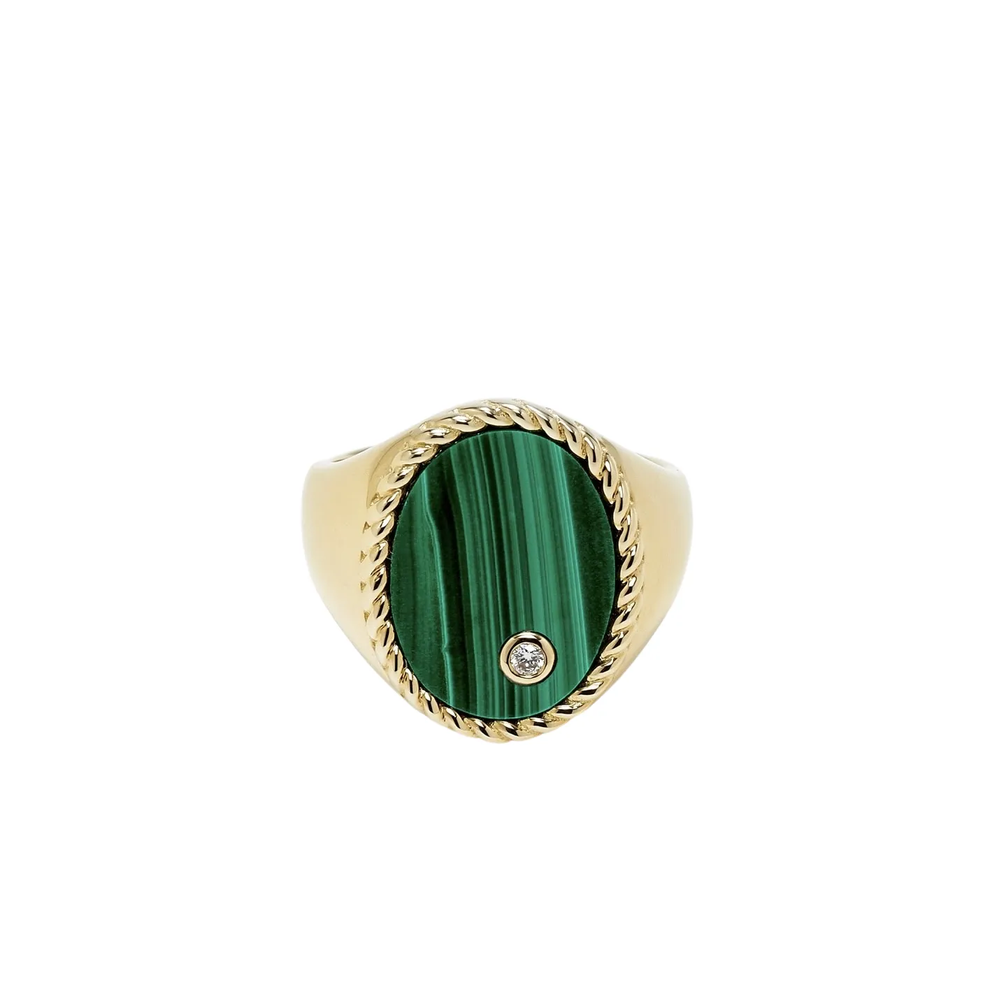 Precious Oval Signet Ring with Diamond Bezel