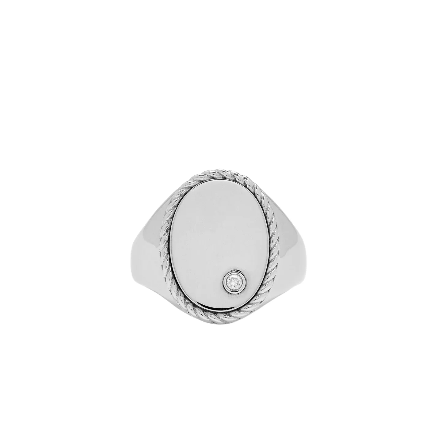Precious Oval Signet Ring with Diamond Bezel