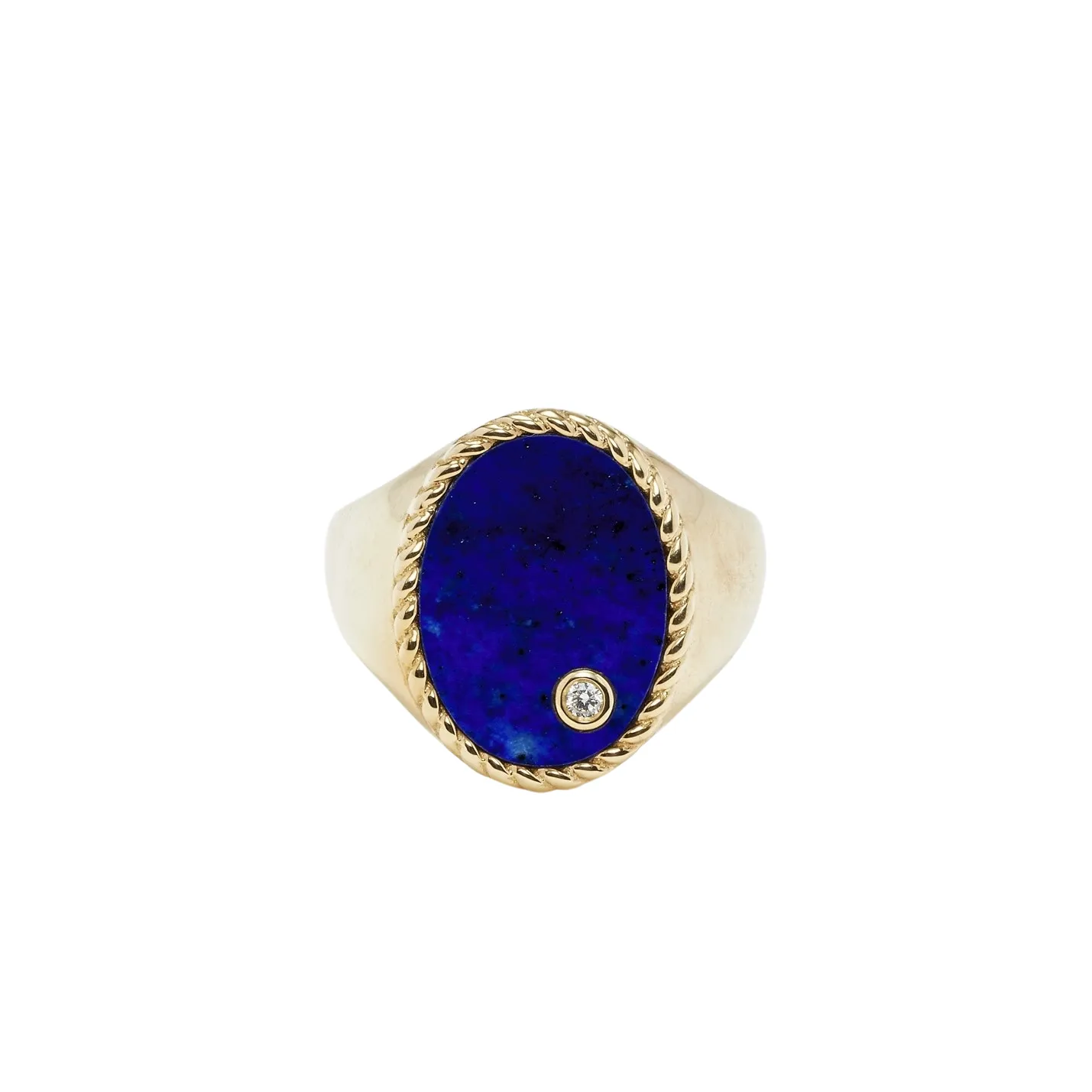 Precious Oval Signet Ring with Diamond Bezel
