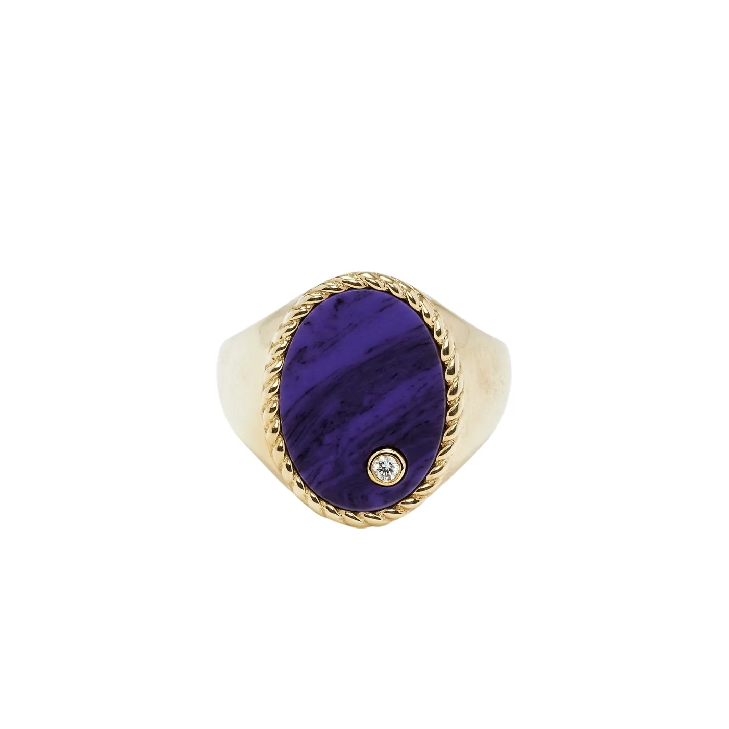 Precious Oval Signet Ring with Diamond Bezel