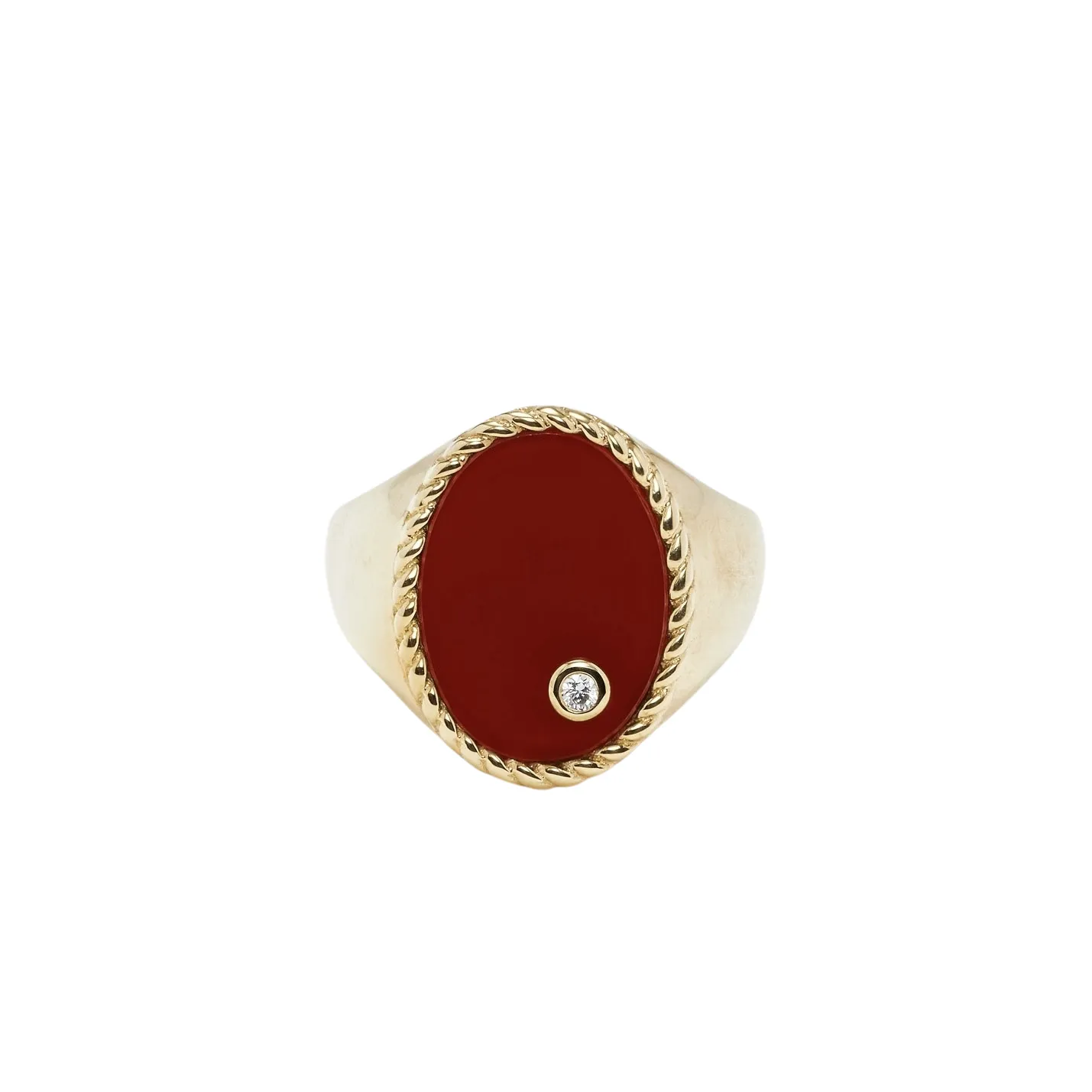 Precious Oval Signet Ring with Diamond Bezel