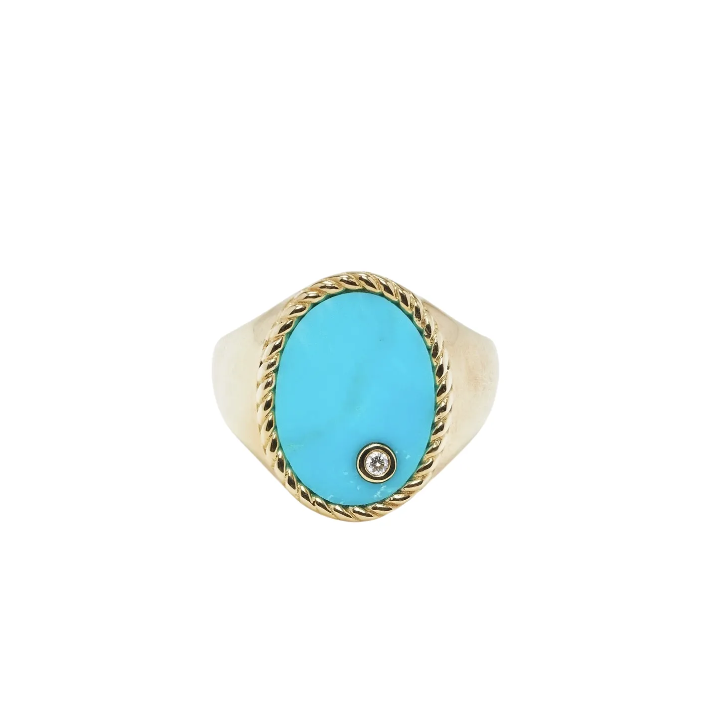 Precious Oval Signet Ring with Diamond Bezel