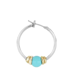 Pérola Turquoise Small Hoop Rhodium Earring