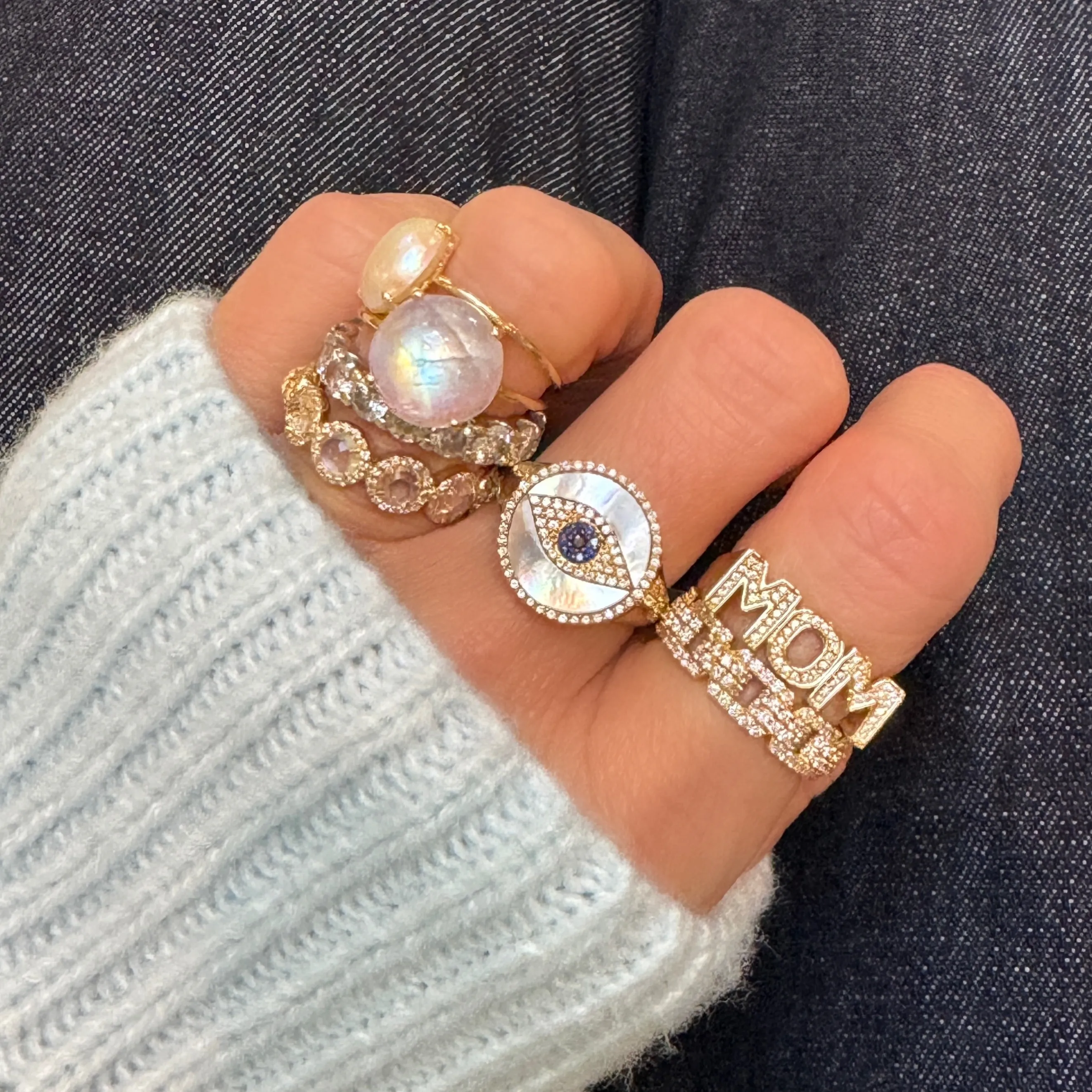 Protected Evil Eye Sapphire & Diamond Signet Ring
