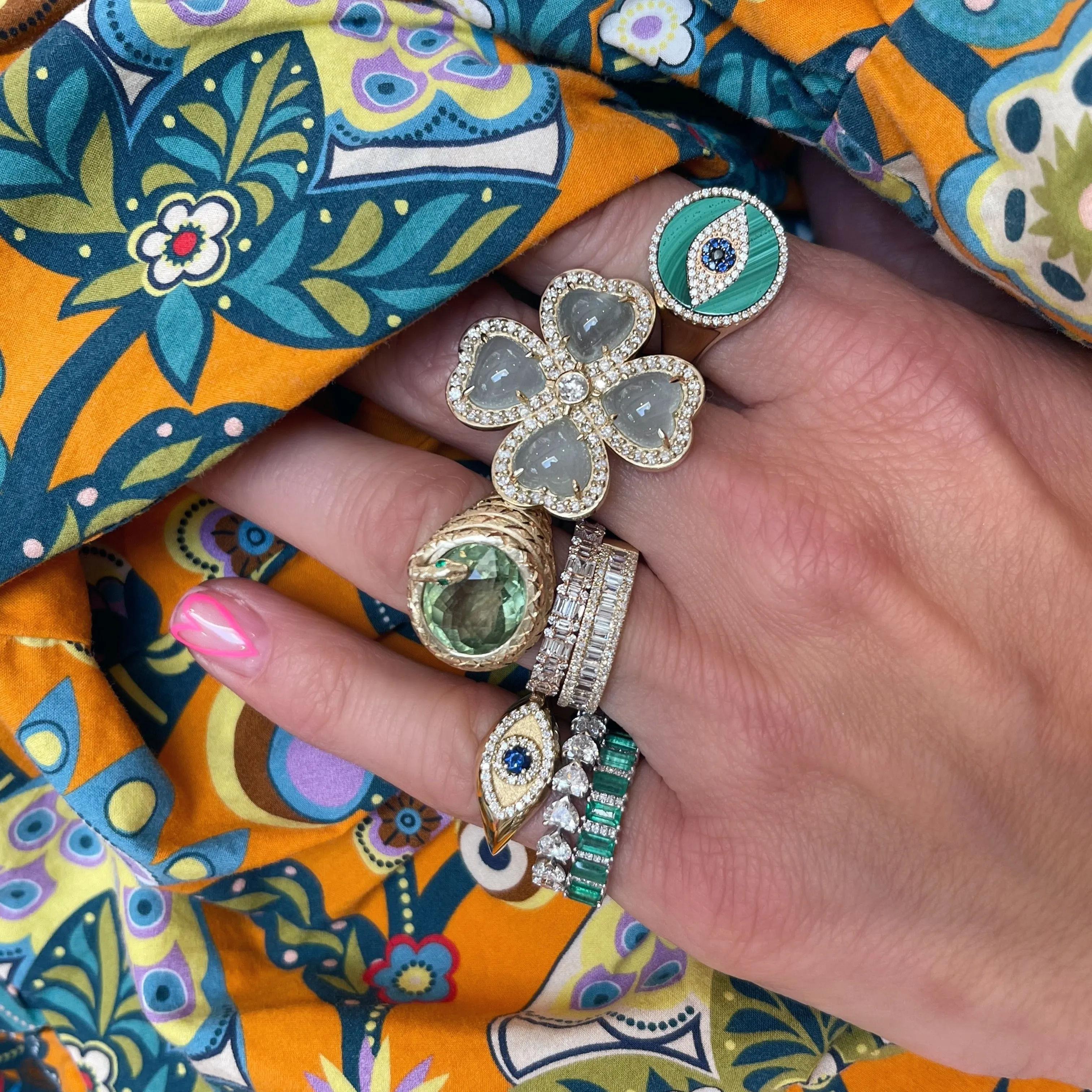 Protected Evil Eye Sapphire & Diamond Signet Ring