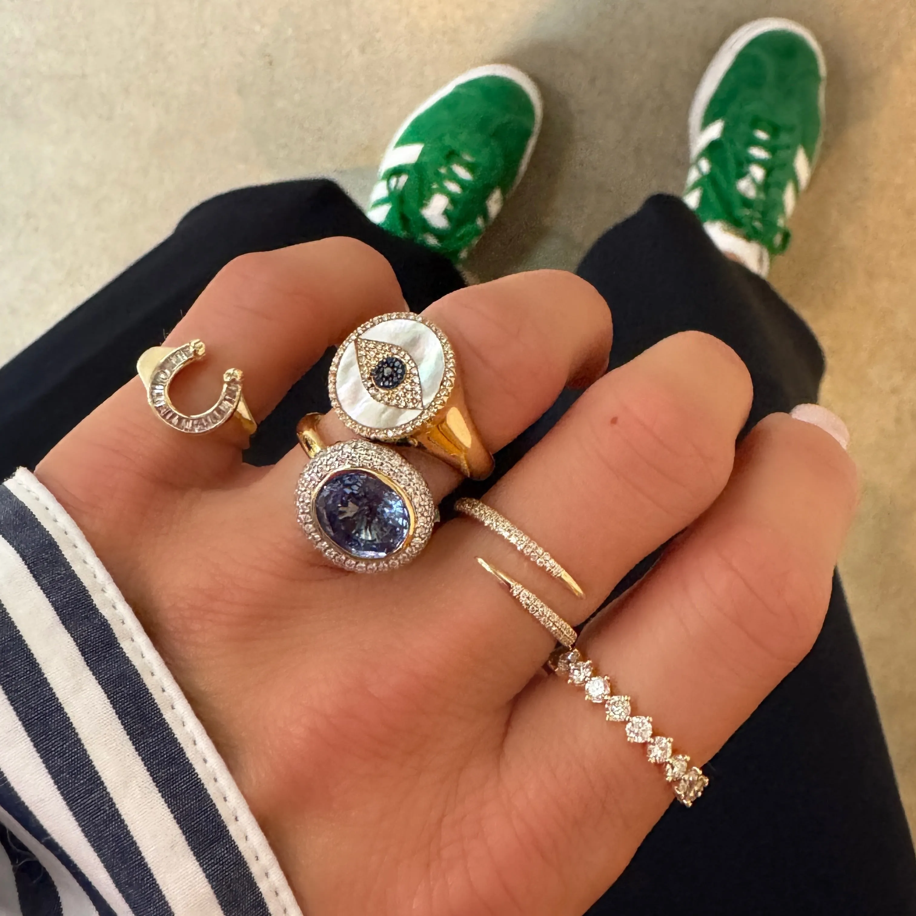 Protected Evil Eye Sapphire & Diamond Signet Ring