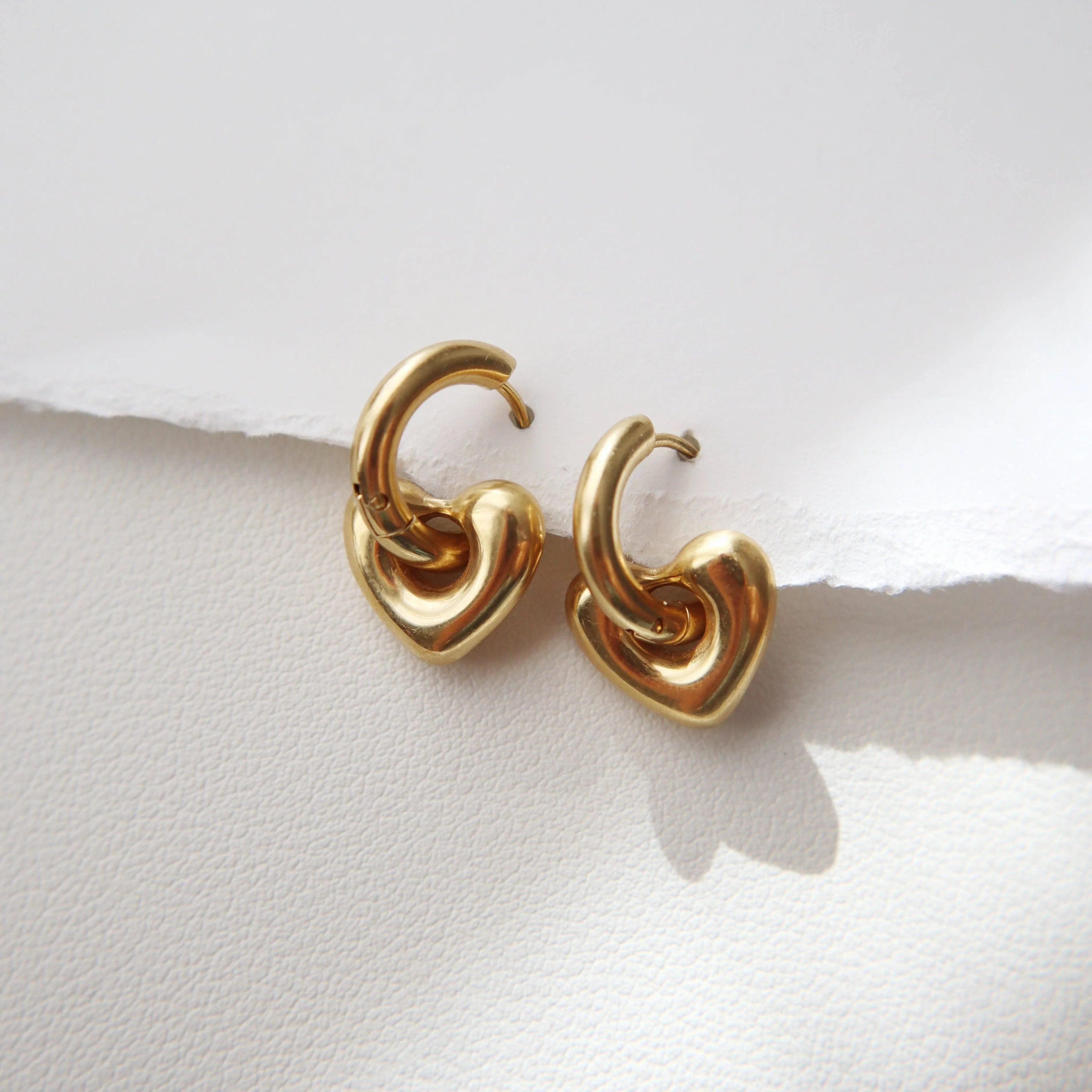 Puffy Heart Hoop Earrings