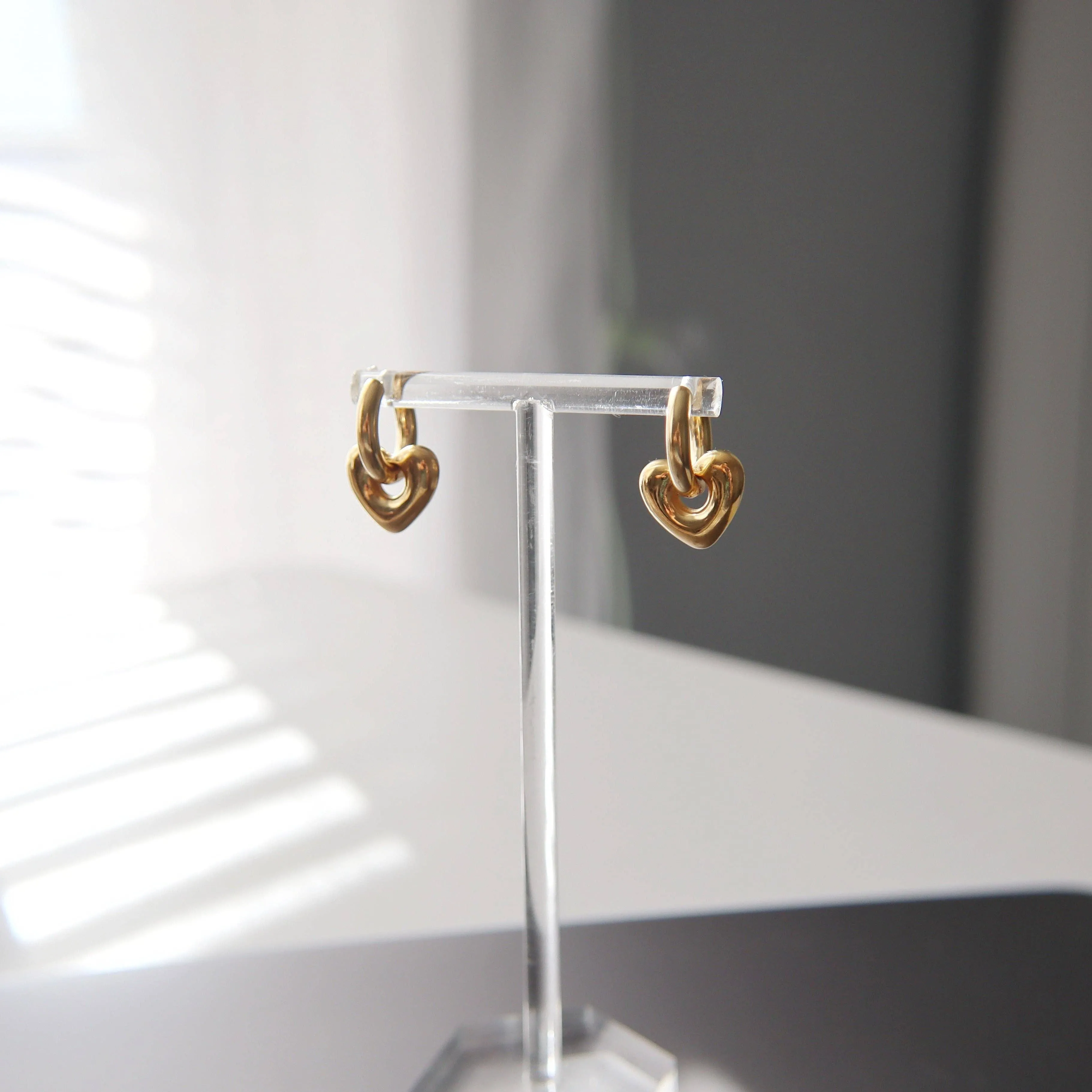 Puffy Heart Hoop Earrings