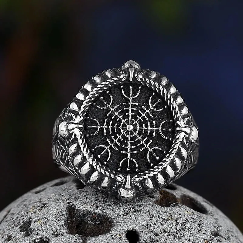 Punk Vintage Compass Runic Men Ring