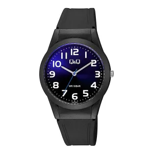 Q&Q Black Resin Strap Purple Dial Quartz Watch for Ladies - V25A-003VY