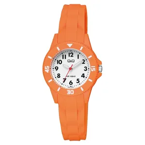 Q&Q Orange Silicone Strap White Dial Quartz Watch for Ladies - V26A003VY