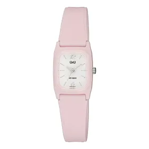 Q&Q Pink Silicone Strap White Dial Quartz Watch for Kids - V33A007VY