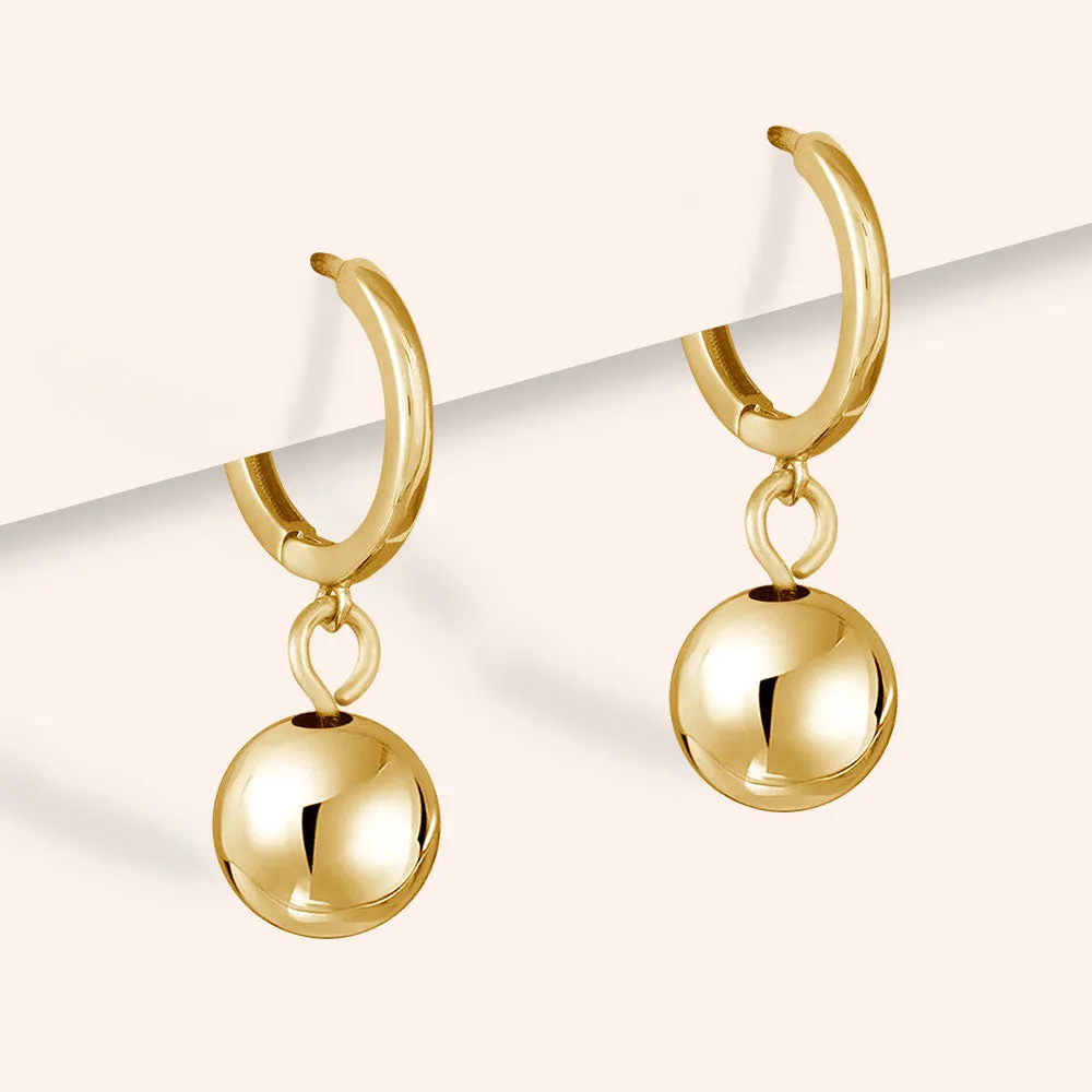"Cosmo" High Polished Round Ball Charm Huggie Earrings