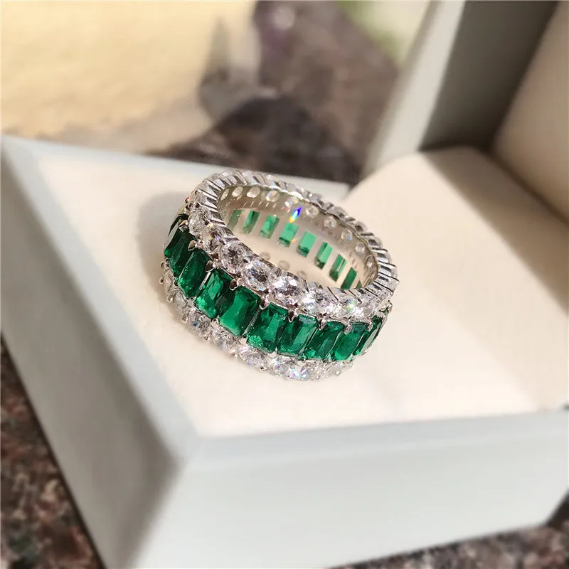 Radiant Cut Created Sapphire Full Eternity Ring