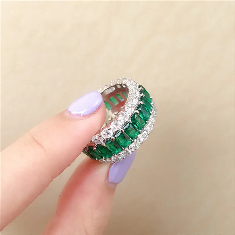 Radiant Cut Created Sapphire Full Eternity Ring