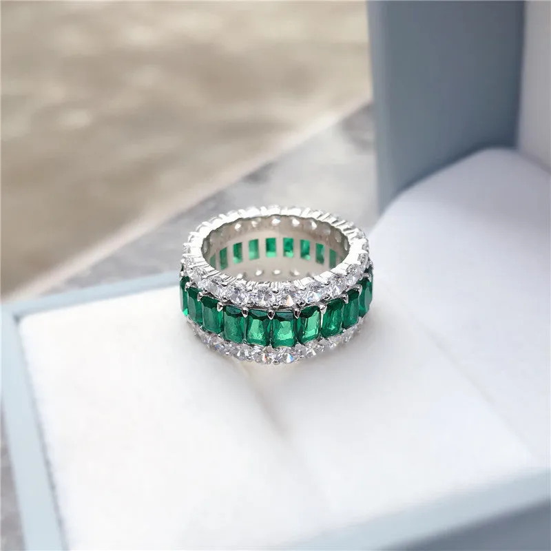 Radiant Cut Created Sapphire Full Eternity Ring