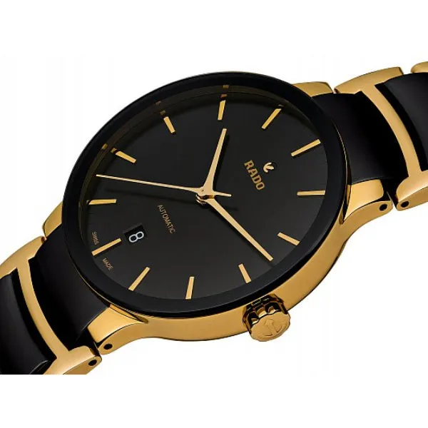 Rado Centrix Two-tone Ceramic Black Dial Automatic Watch for Gents - R30035172