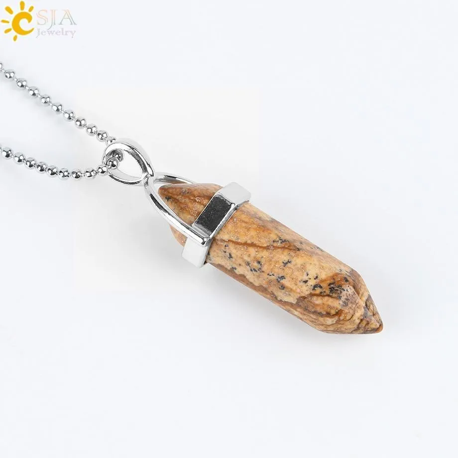 Real Raw Pink Purple Gem Crystal Necklace Hexagonal Bullet Natural Stone Necklace Pendant Women Jewelry