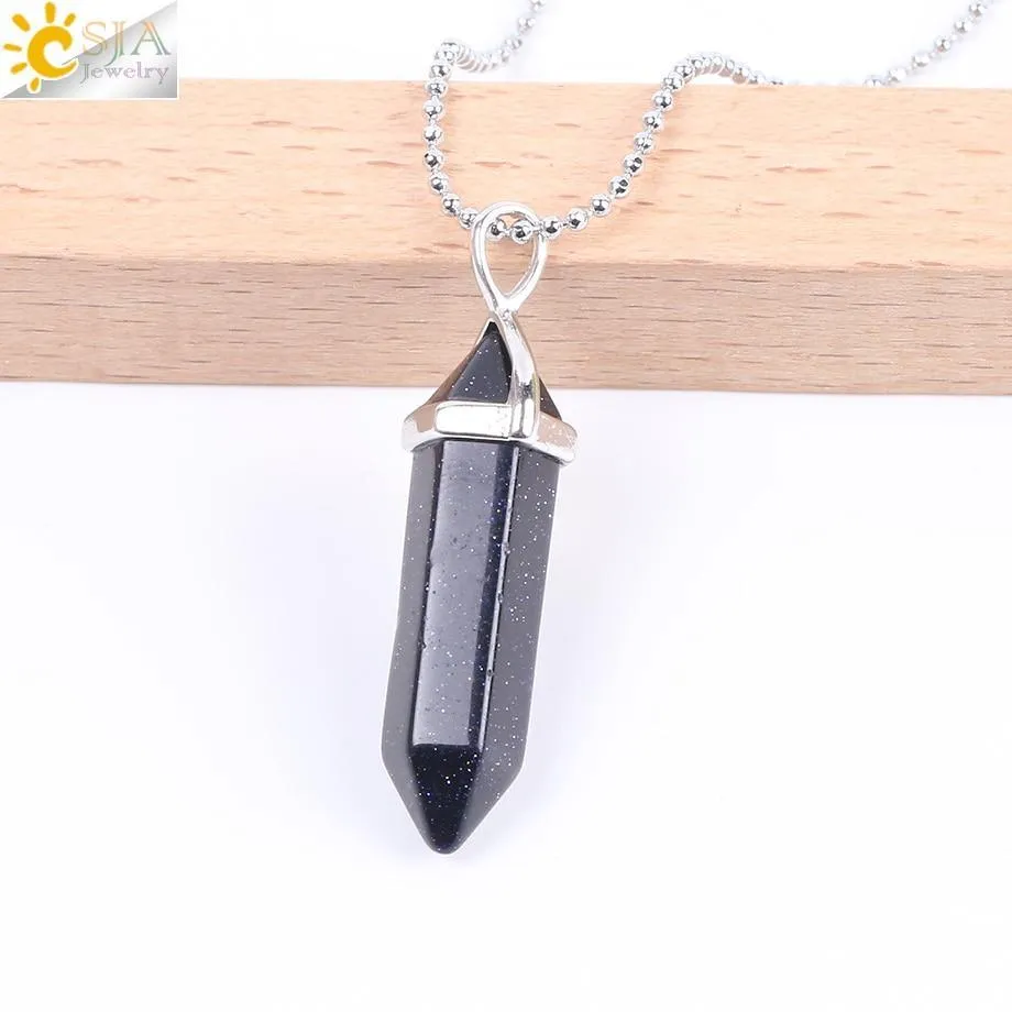 Real Raw Pink Purple Gem Crystal Necklace Hexagonal Bullet Natural Stone Necklace Pendant Women Jewelry