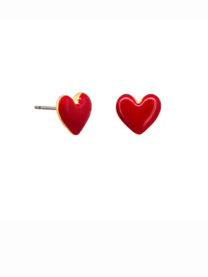 Red Enamel Love Heart Studs | Tiger Tree