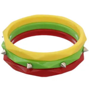 Red Green Multicolor Spike Stacked Bracelets