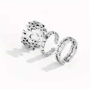 Retro Distressed Alloy Heart Ring Set