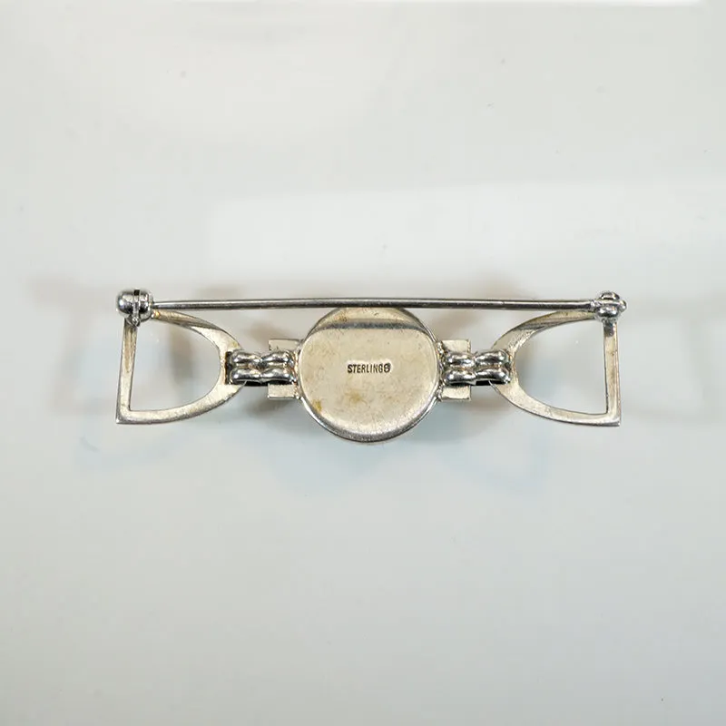 Reverse Painted Crystal Horse & Tack Brooch