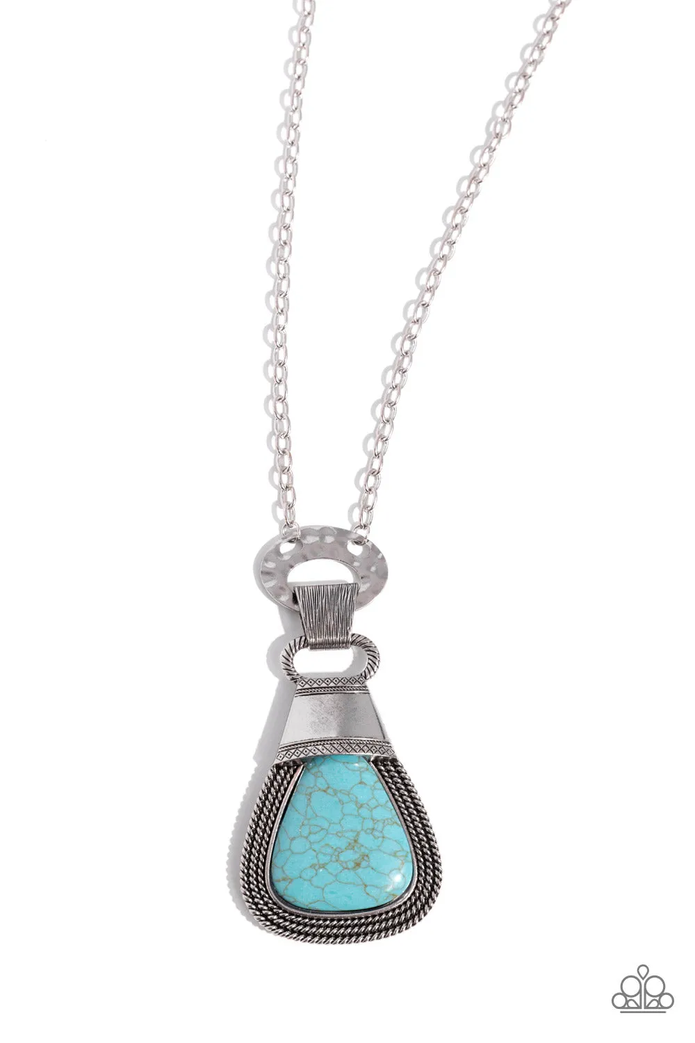 Rodeo Royale - Blue - Oversized Turquoise Stone Paparazzi Short Necklace